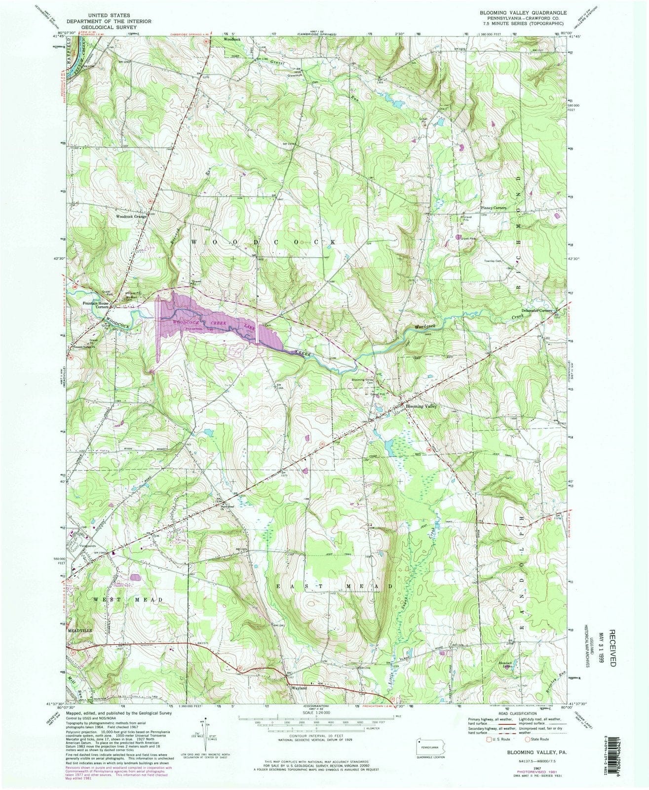 1967 Blooming Valley, PA - Pennsylvania - USGS Topographic Map
