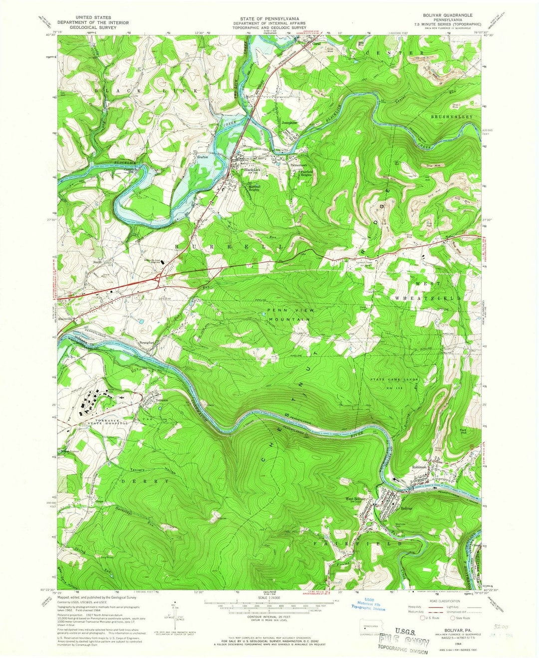 1964 Bolivar, PA - Pennsylvania - USGS Topographic Map