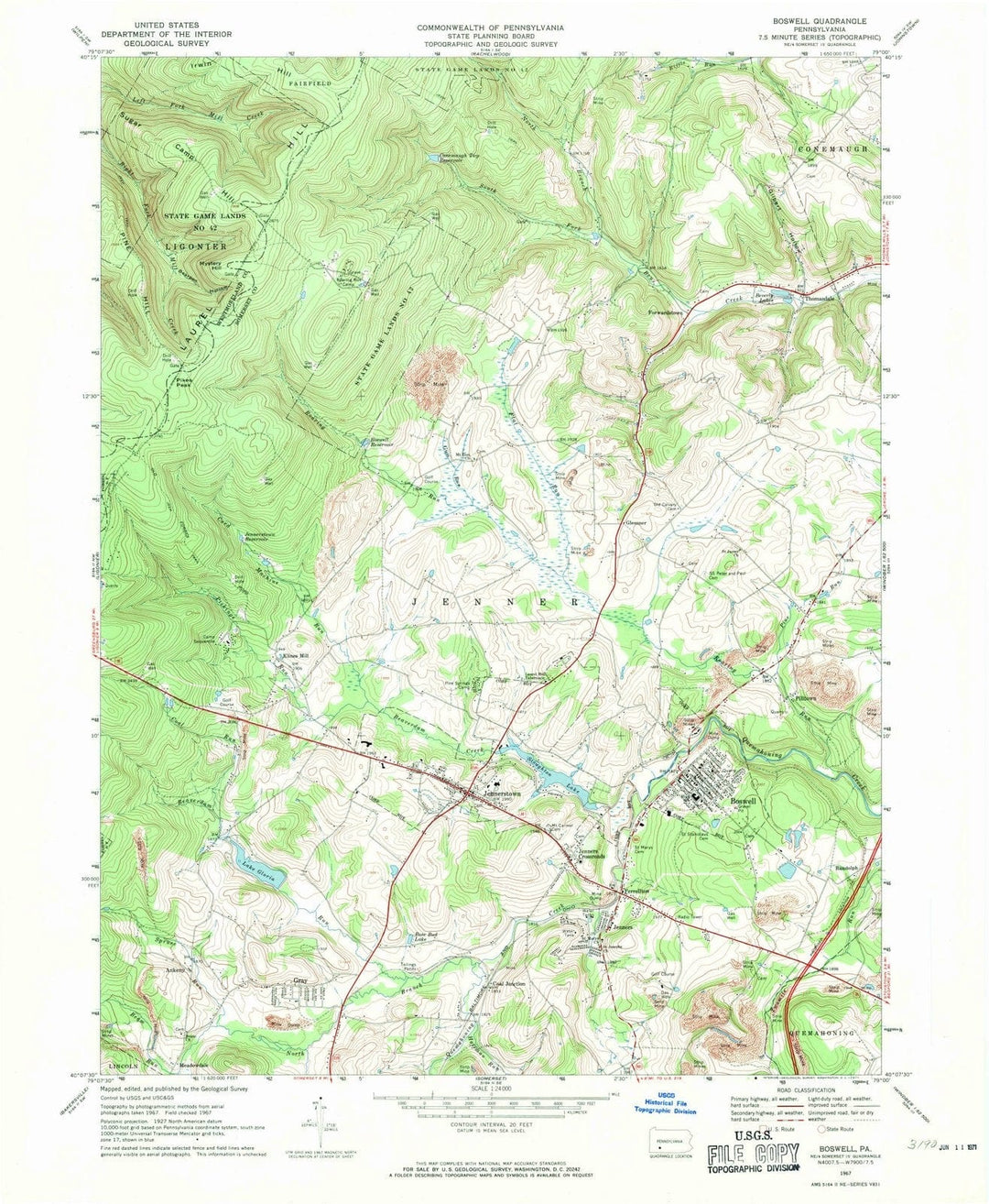 1967 Boswell, PA - Pennsylvania - USGS Topographic Map