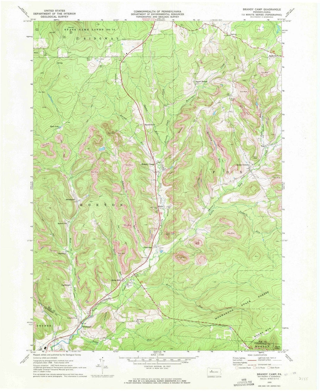 1970 Brandy Camp, PA - Pennsylvania - USGS Topographic Map