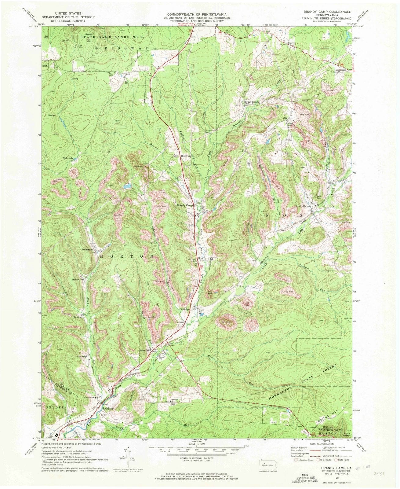 1970 Brandy Camp, PA - Pennsylvania - USGS Topographic Map