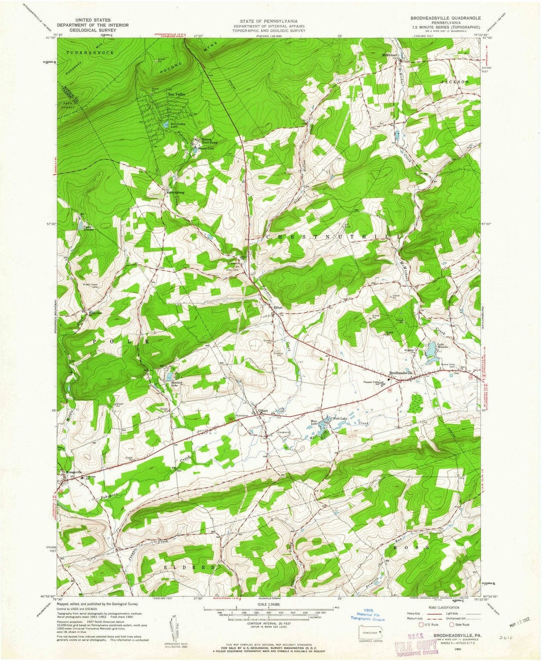 1960 Broadheadsville, PA - Pennsylvania - USGS Topographic Map