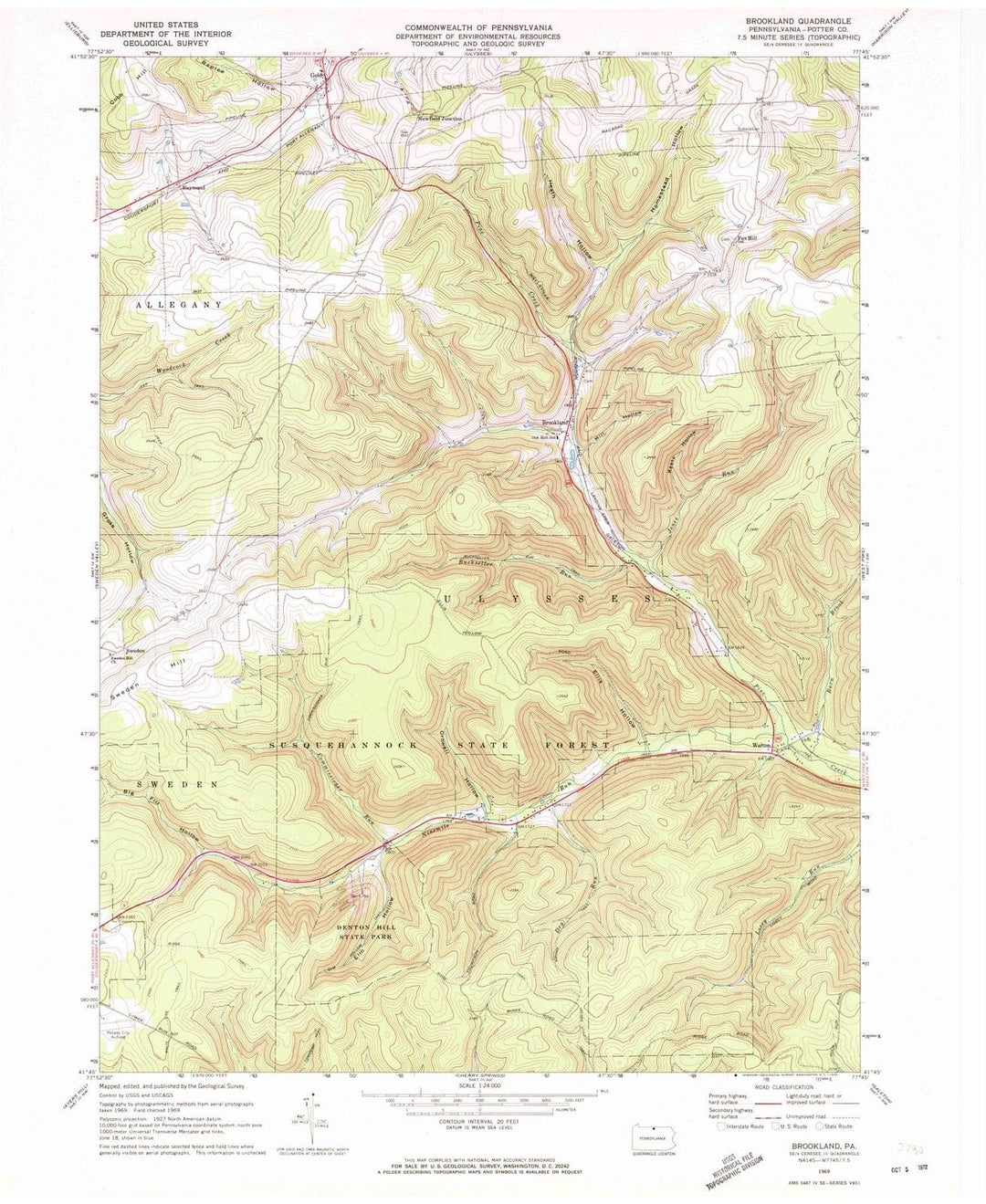1969 Brookland, PA - Pennsylvania - USGS Topographic Map