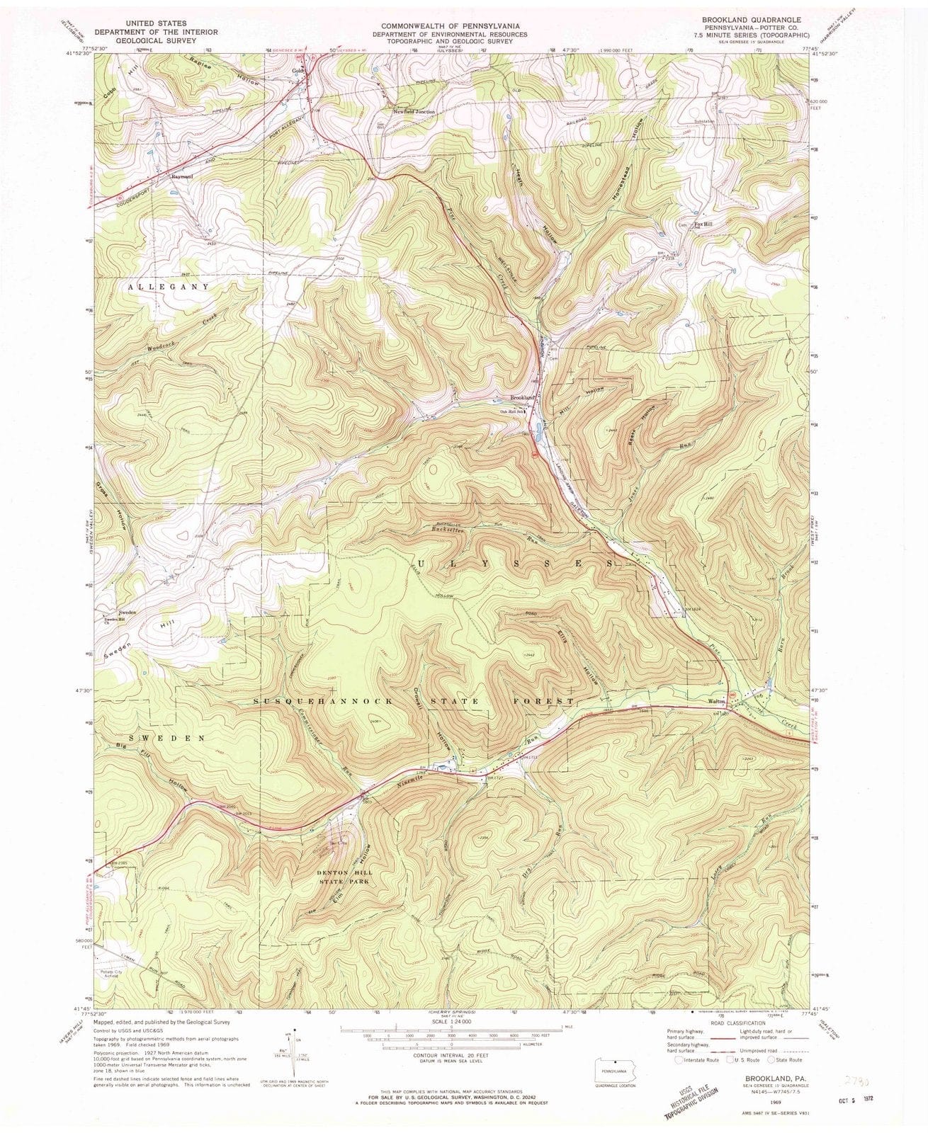 1969 Brookland, PA - Pennsylvania - USGS Topographic Map