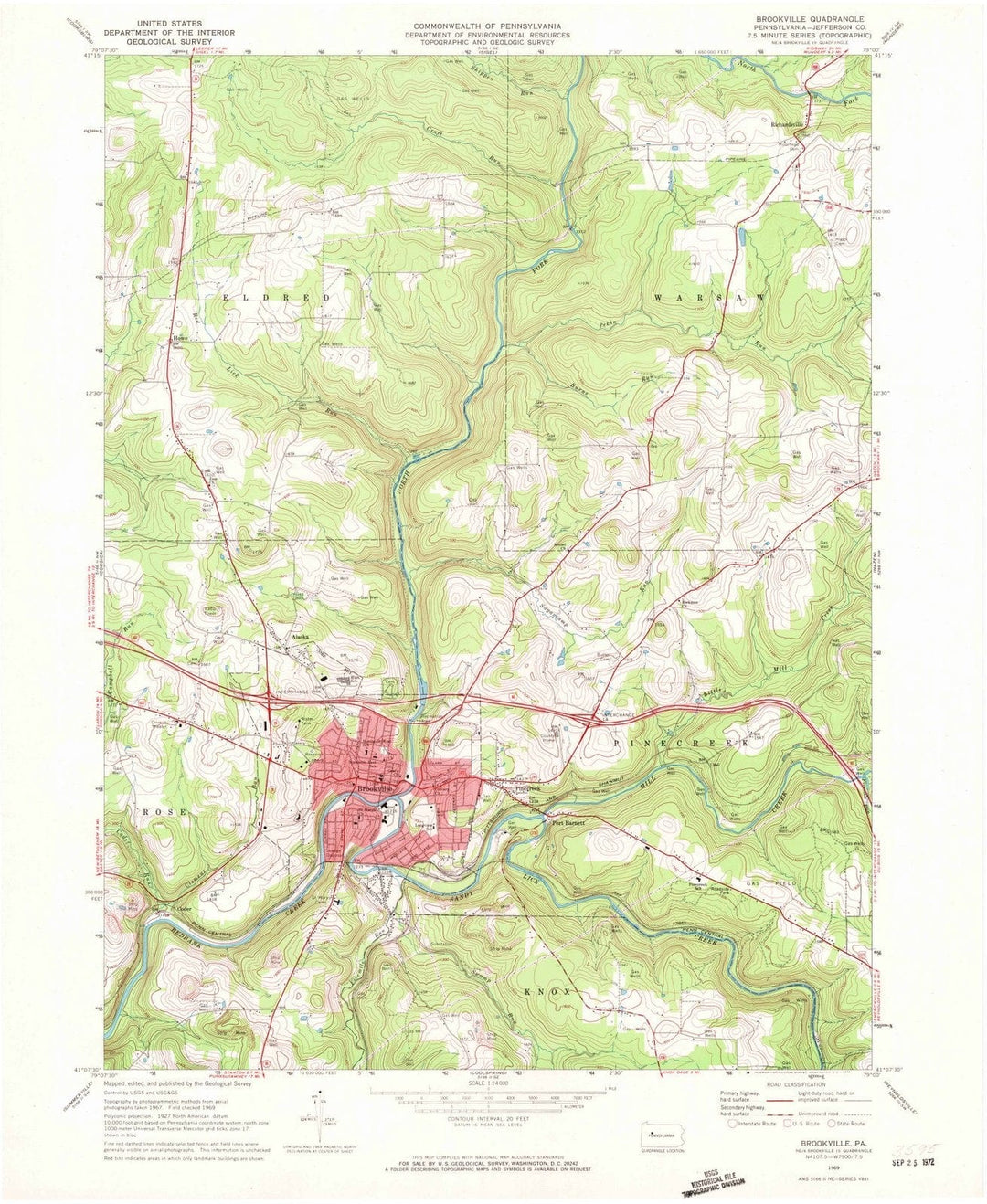 1969 Brookville, PA - Pennsylvania - USGS Topographic Map