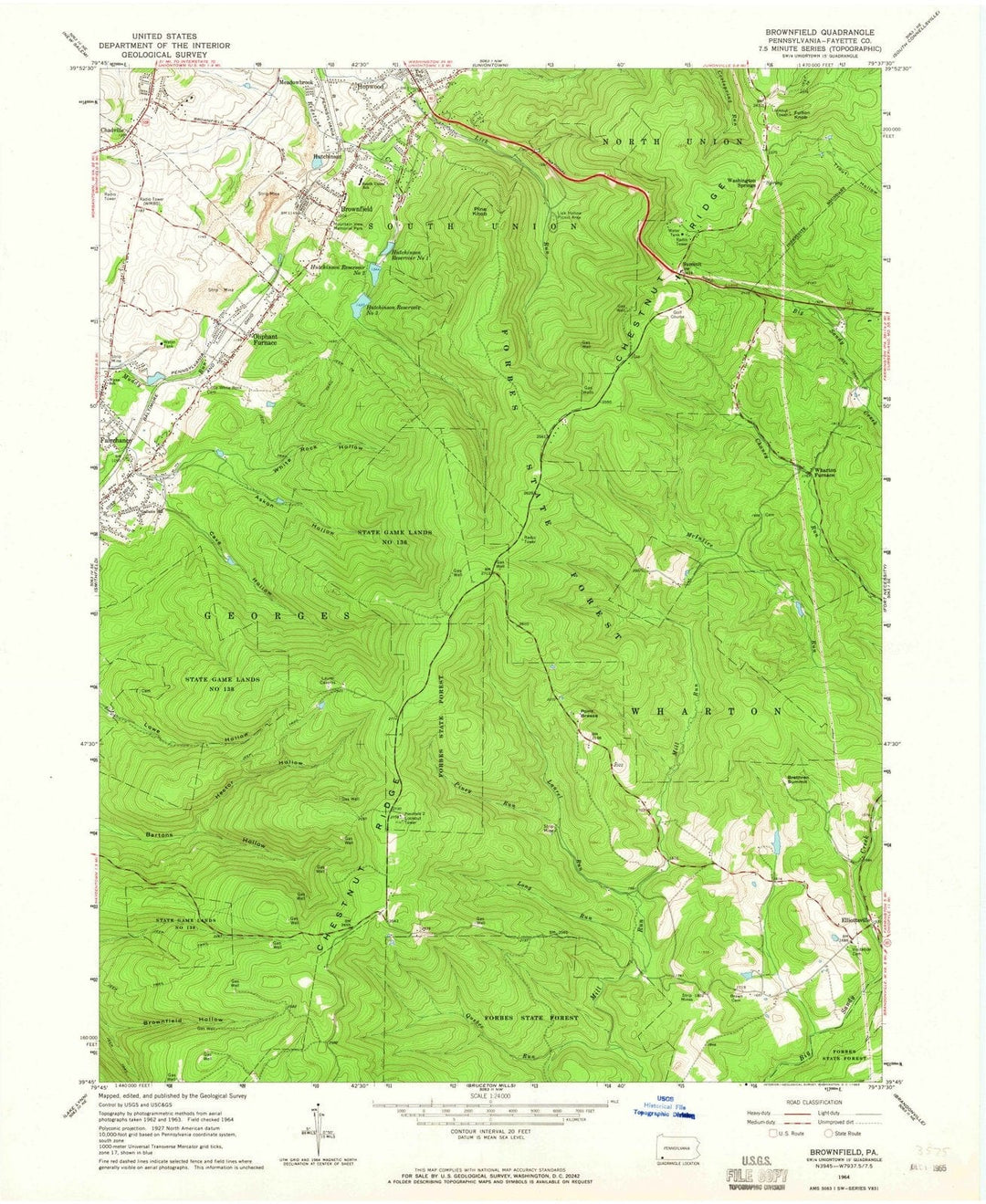 1964 Brownfield, PA - Pennsylvania - USGS Topographic Map