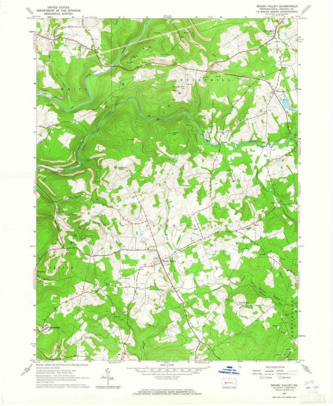 1963 Brush Valley, PA - Pennsylvania - USGS Topographic Map