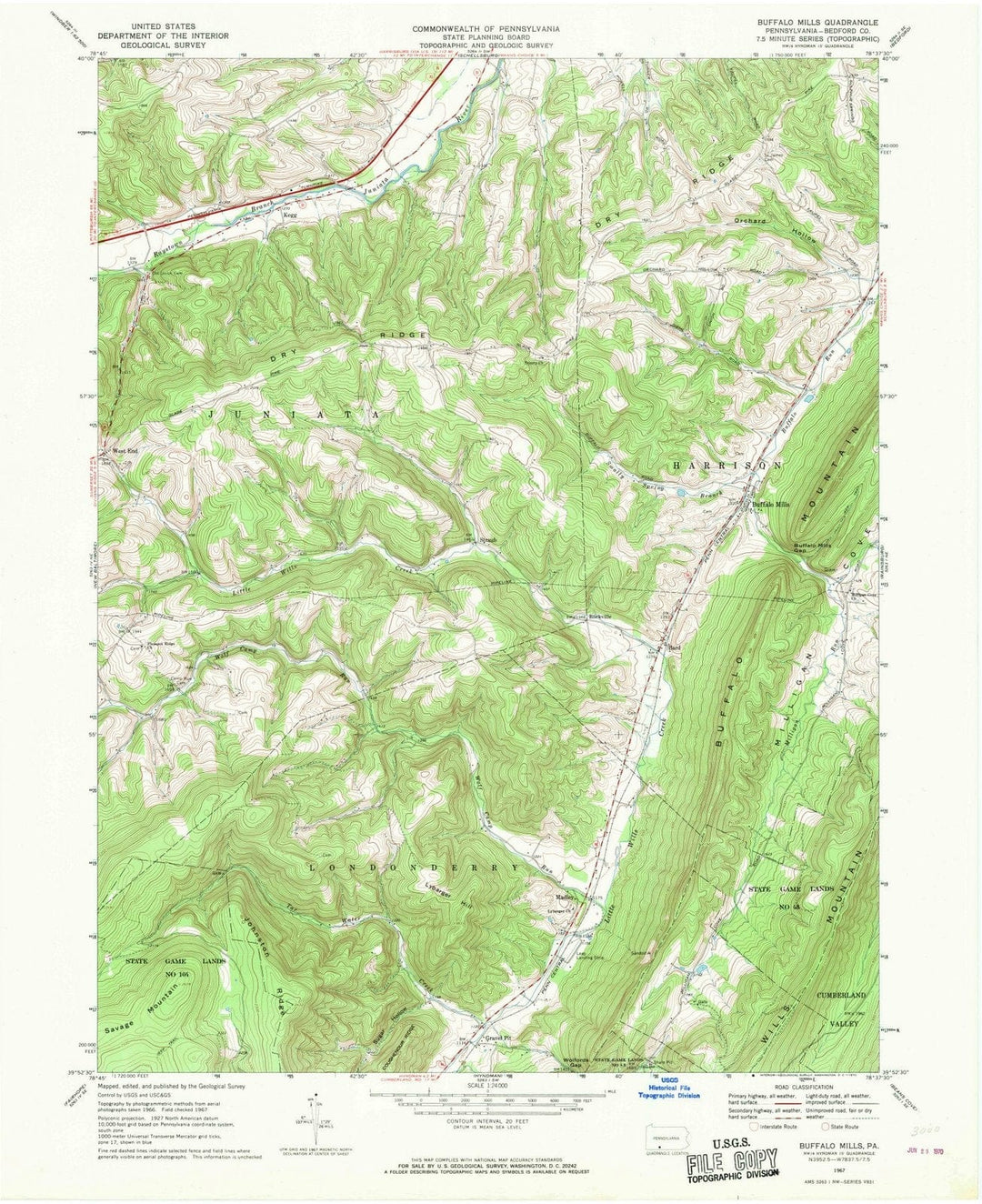 1967 Buffalo Mills, PA - Pennsylvania - USGS Topographic Map