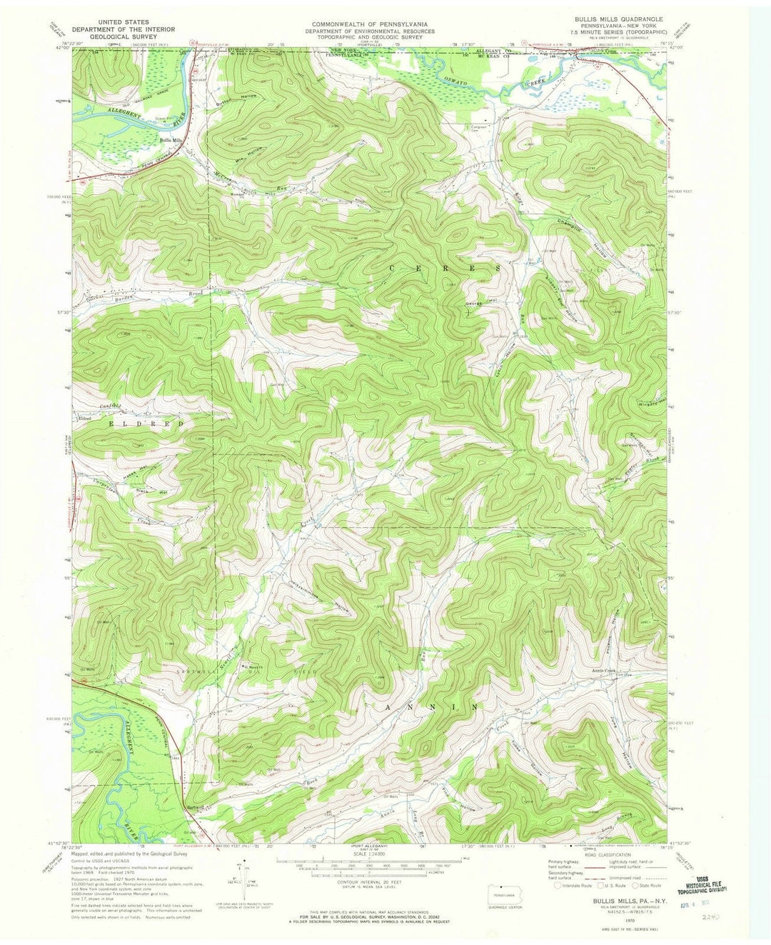 1970 Bullis Mills, PA - Pennsylvania - USGS Topographic Map