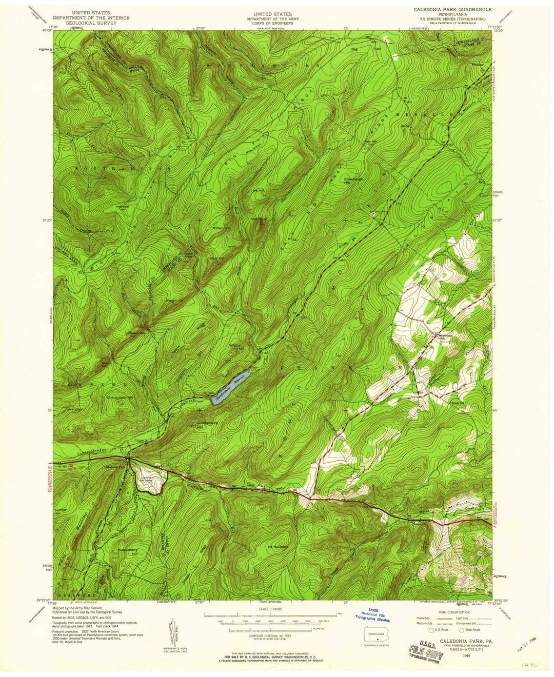 1944 Caledonia Park, PA - Pennsylvania - USGS Topographic Map