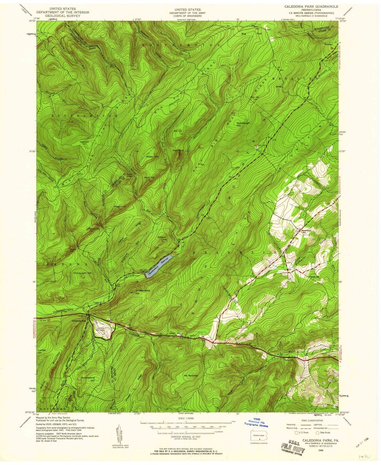 1944 Caledonia Park, PA - Pennsylvania - USGS Topographic Map