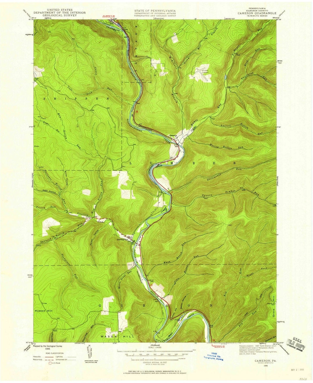 1945 Cameron, PA - Pennsylvania - USGS Topographic Map