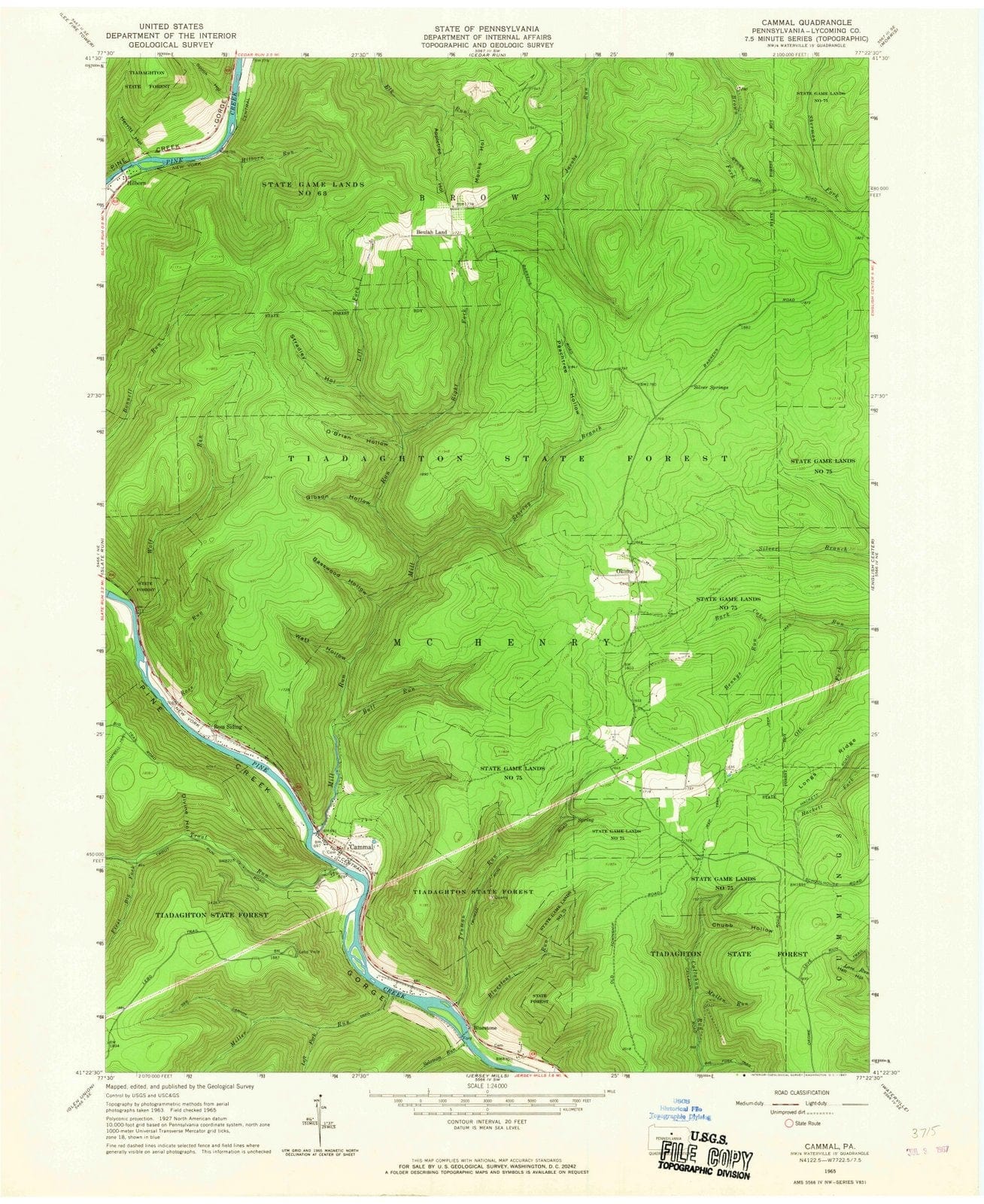 1965 Cammal, PA - Pennsylvania - USGS Topographic Map