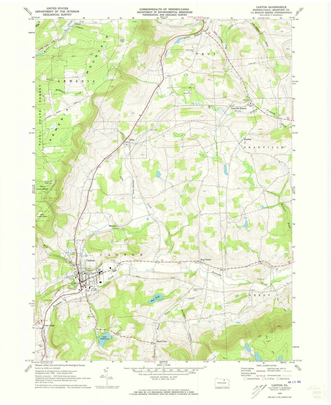 1970 Canton, PA - Pennsylvania - USGS Topographic Map