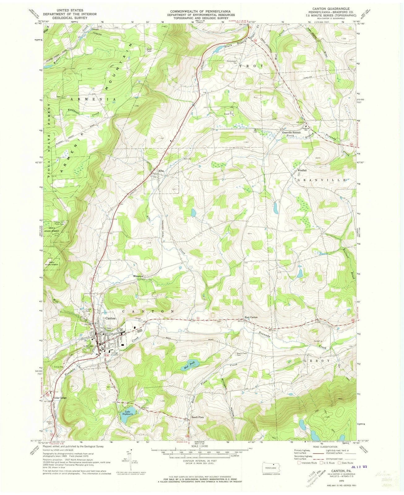 1970 Canton, PA - Pennsylvania - USGS Topographic Map
