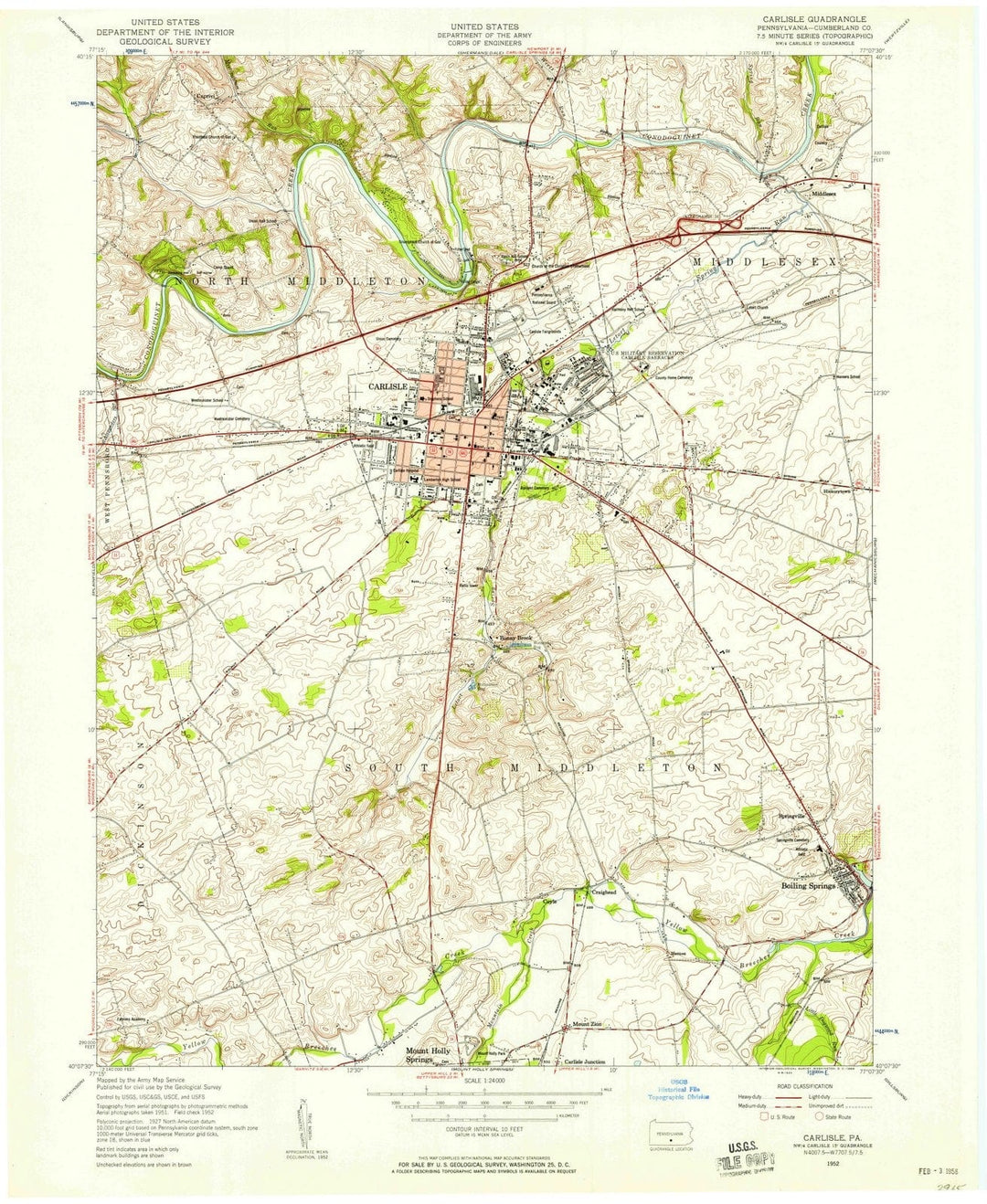 1952 Carlisle, PA - Pennsylvania - USGS Topographic Map