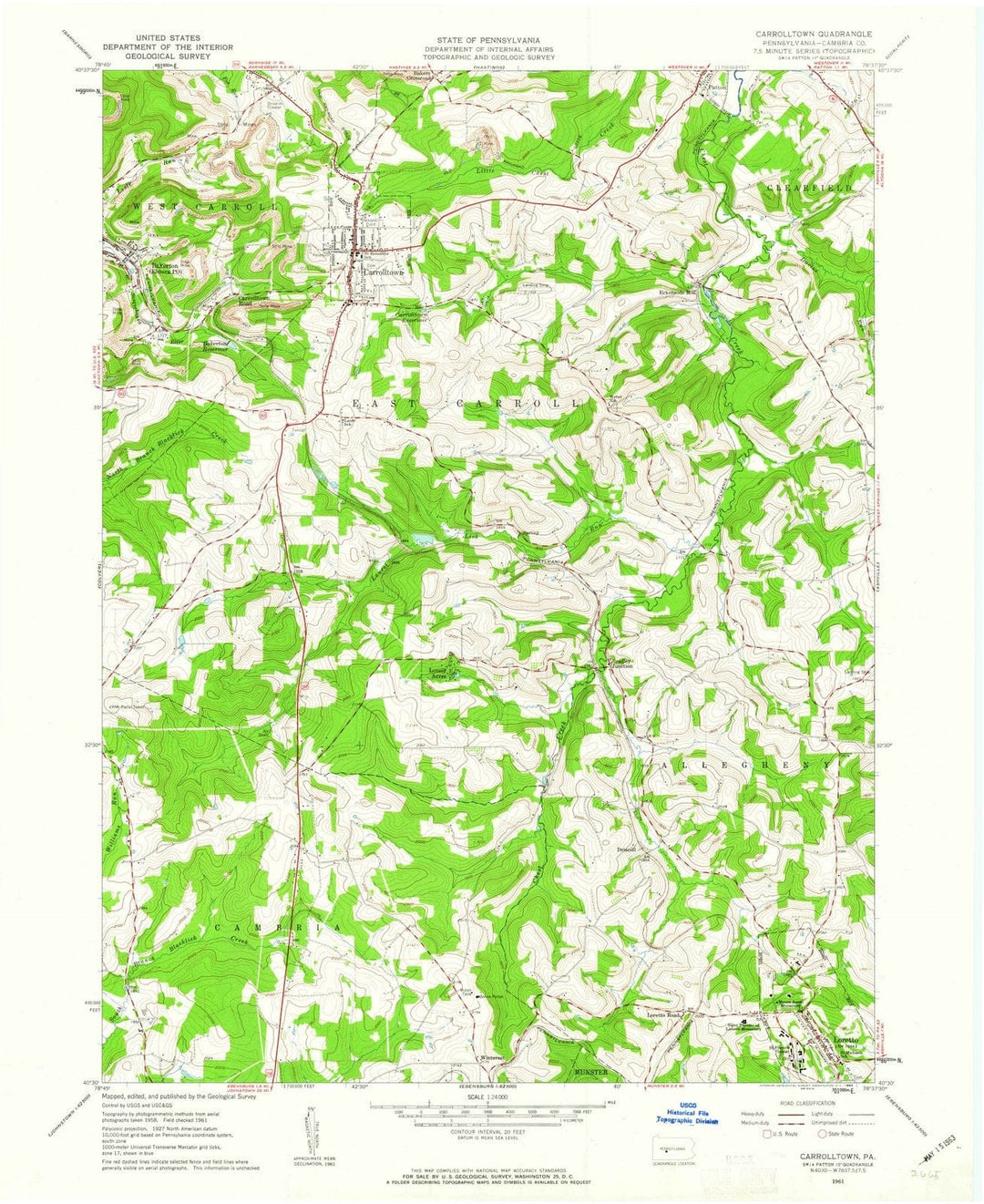 1961 Carrolltown, PA - Pennsylvania - USGS Topographic Map