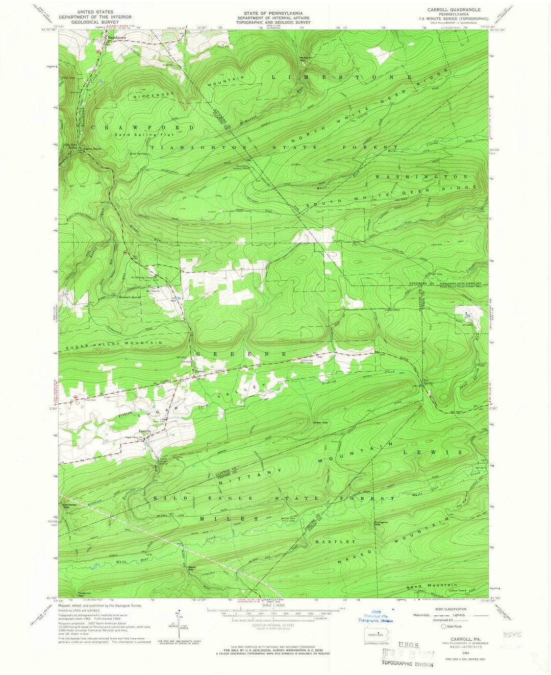 1965 Carroll, PA - Pennsylvania - USGS Topographic Map