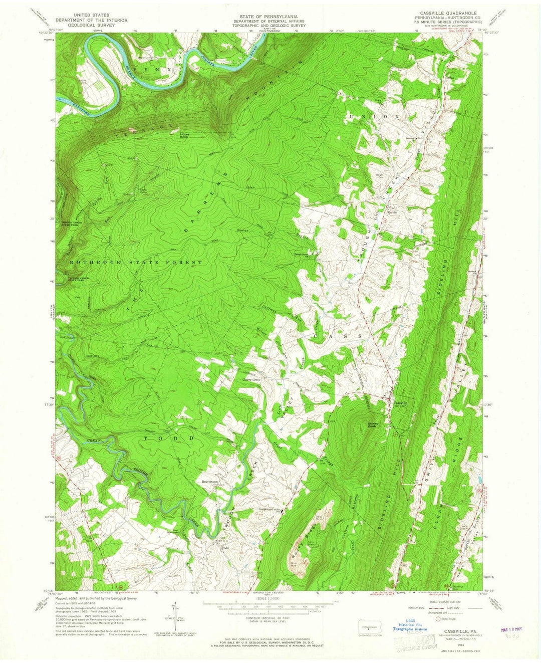 1963 Cassville, PA - Pennsylvania - USGS Topographic Map