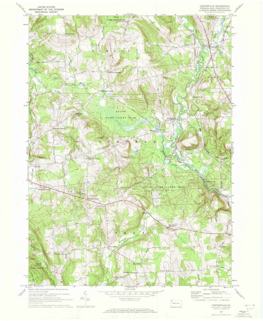 1967 Centerville, PA - Pennsylvania - USGS Topographic Map