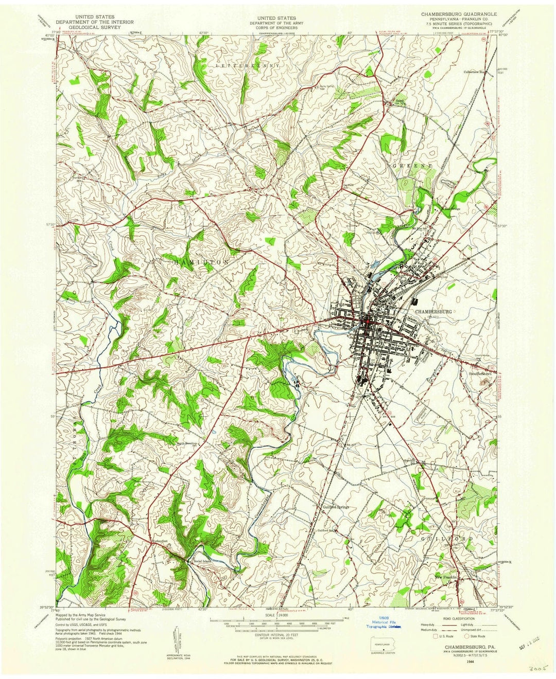 1944 Chambersburg, PA - Pennsylvania - USGS Topographic Map