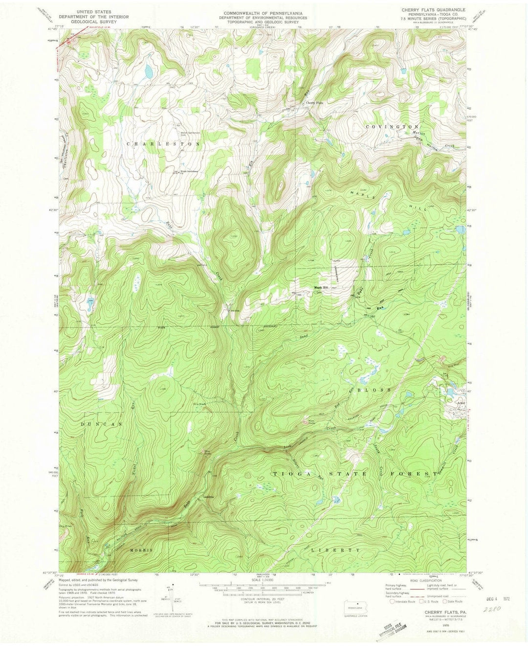 1970 Cherry Flats, PA - Pennsylvania - USGS Topographic Map