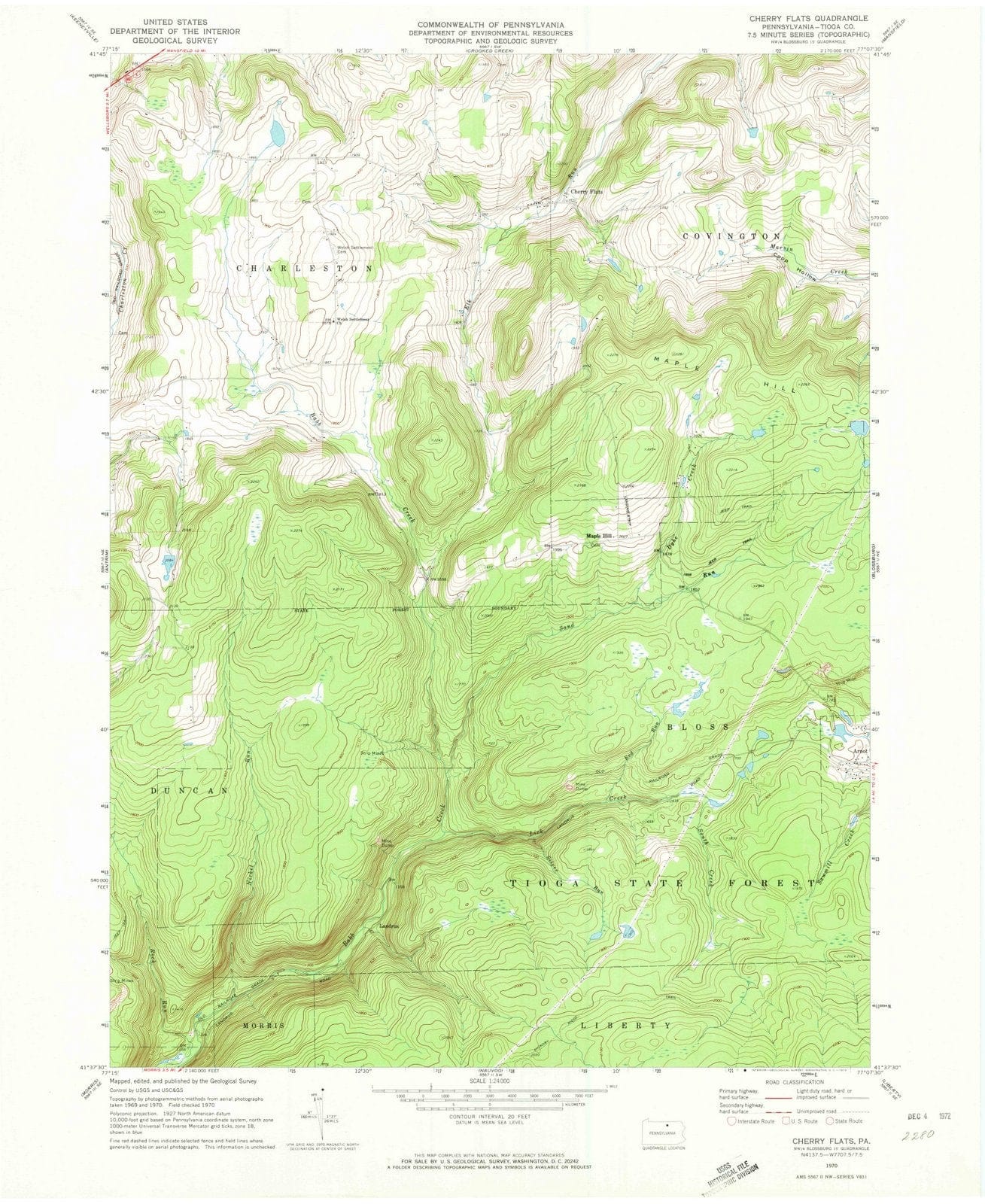 1970 Cherry Flats, PA - Pennsylvania - USGS Topographic Map