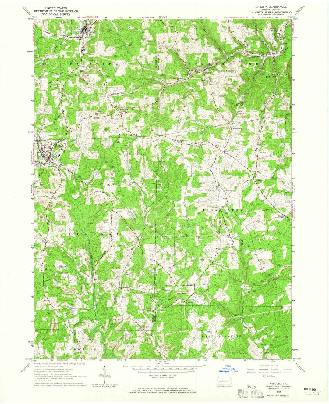 1964 Chicora, PA - Pennsylvania - USGS Topographic Map