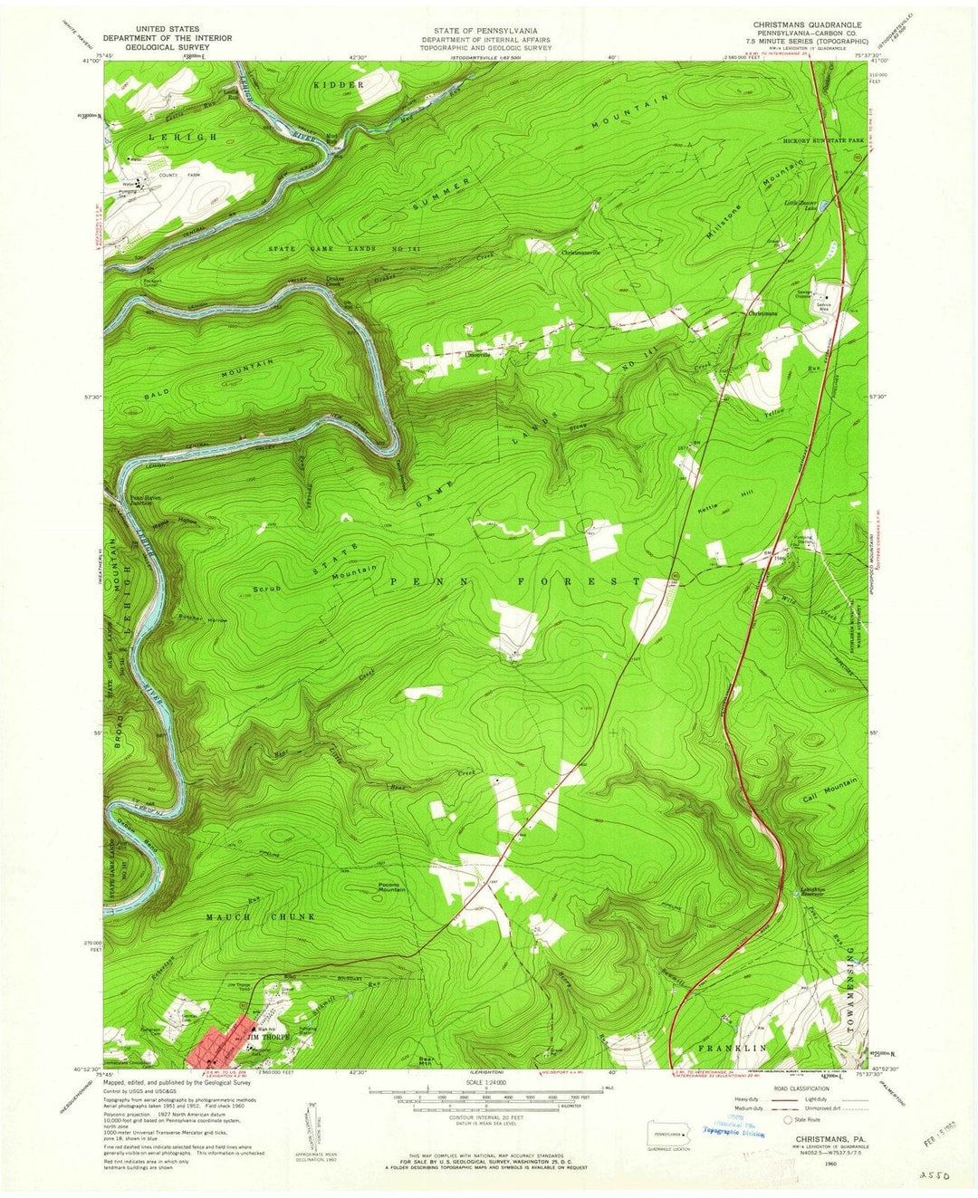 1960 Christmans, PA - Pennsylvania - USGS Topographic Map