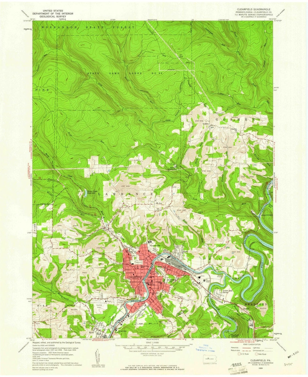 1959 Clearfield, PA - Pennsylvania - USGS Topographic Map