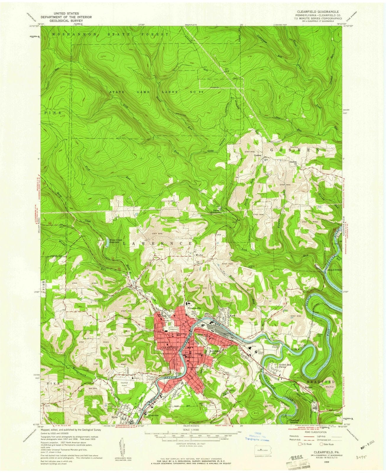1959 Clearfield, PA - Pennsylvania - USGS Topographic Map