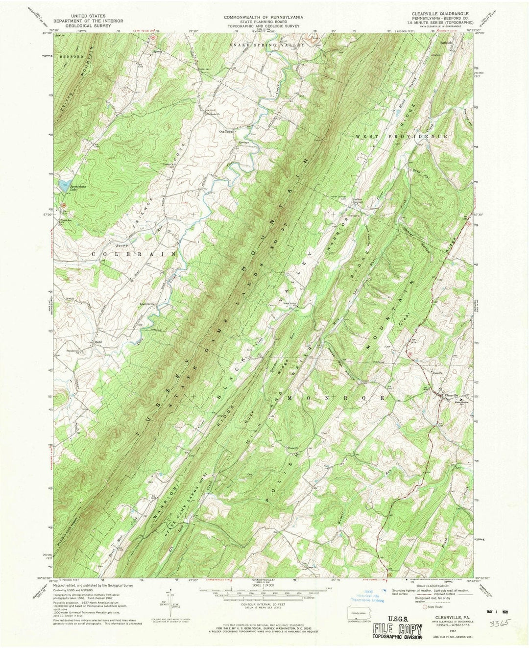 1967 Clearville, PA - Pennsylvania - USGS Topographic Map