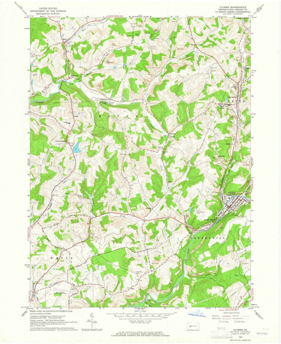 1963 Clymer, PA - Pennsylvania - USGS Topographic Map