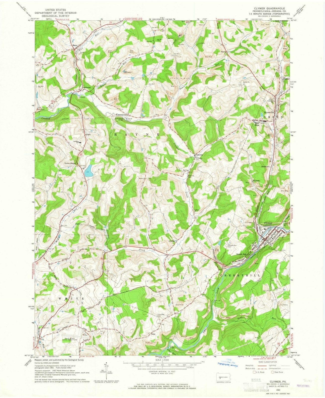 1963 Clymer, PA - Pennsylvania - USGS Topographic Map