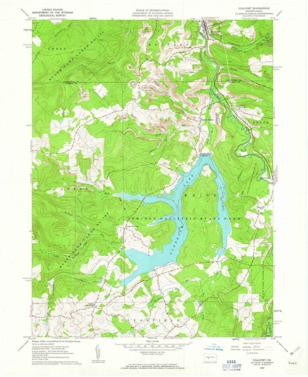 1961 Coalport, PA - Pennsylvania - USGS Topographic Map