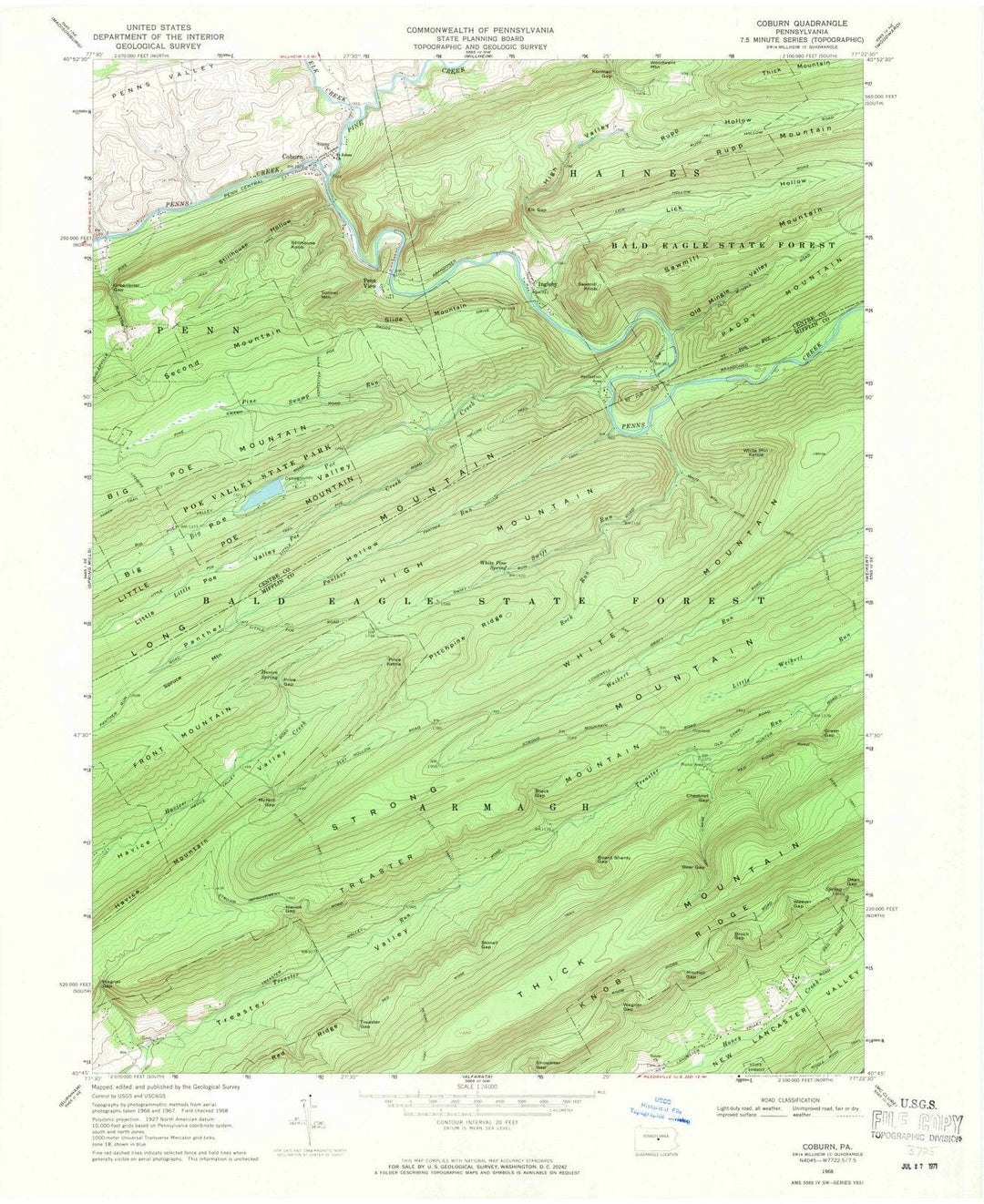 1968 Coburn, PA - Pennsylvania - USGS Topographic Map