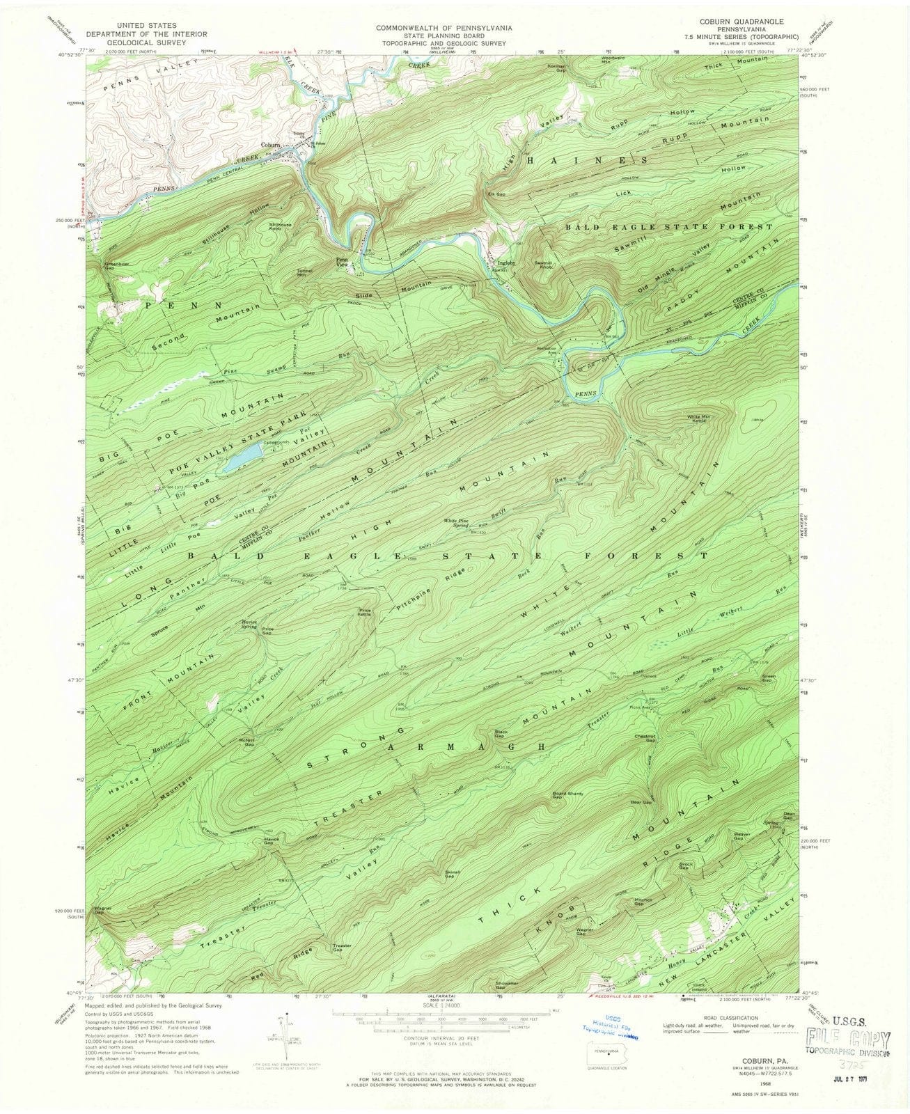 1968 Coburn, PA - Pennsylvania - USGS Topographic Map
