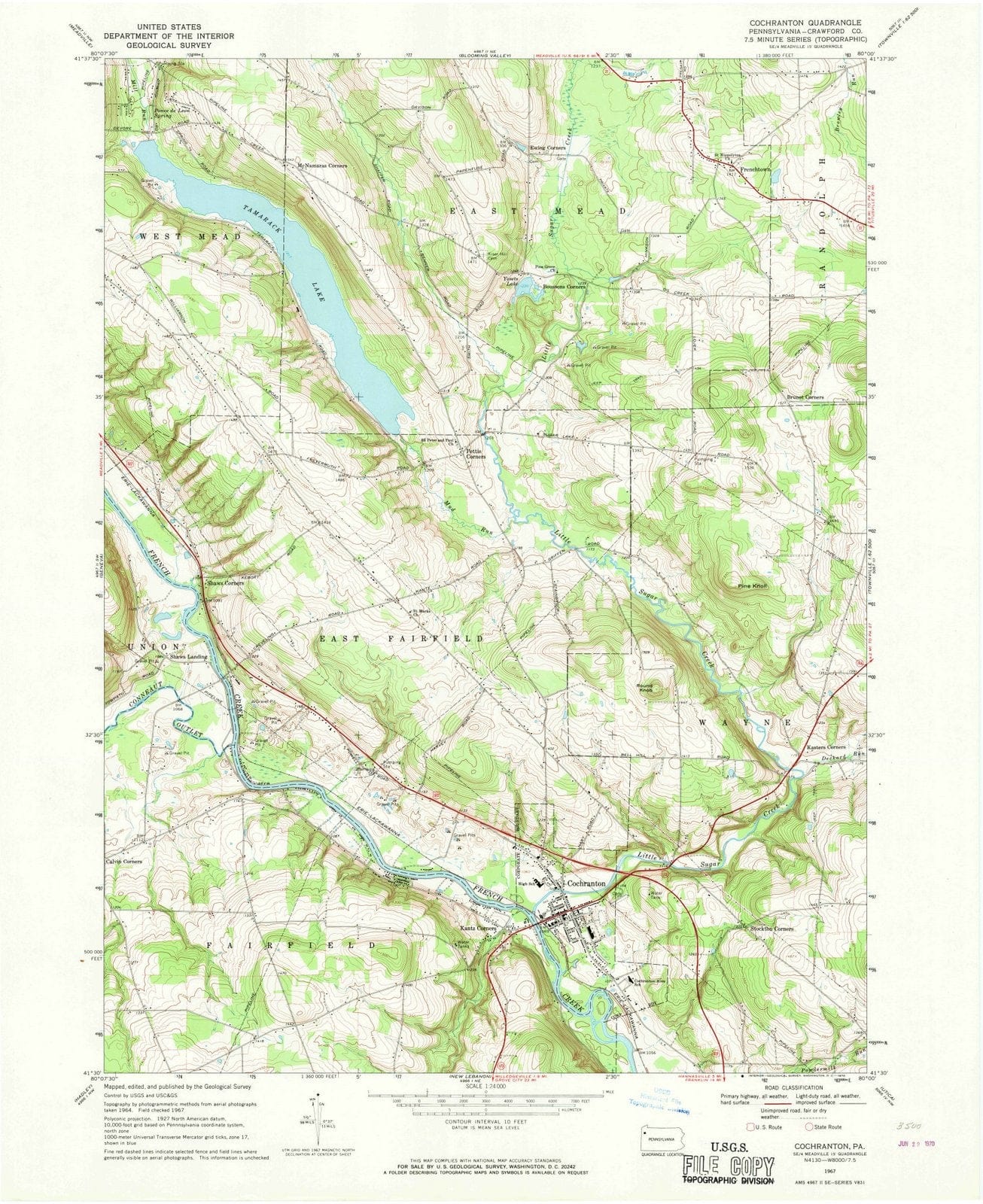 1967 Cochranton, PA - Pennsylvania - USGS Topographic Map