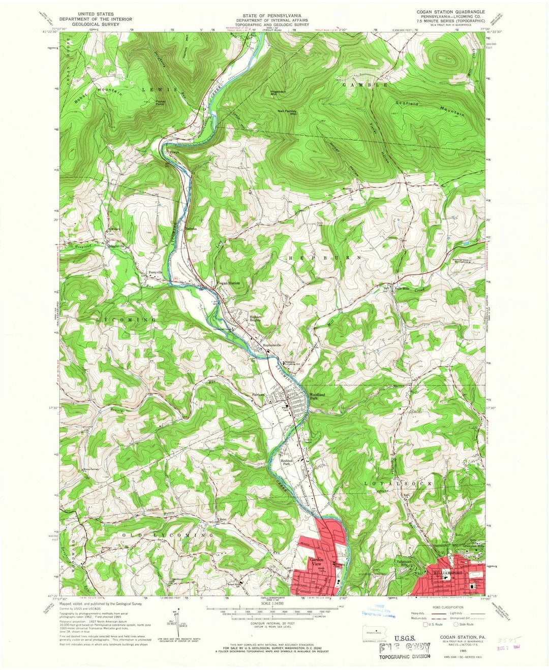 1965 Cogan Station, PA - Pennsylvania - USGS Topographic Map