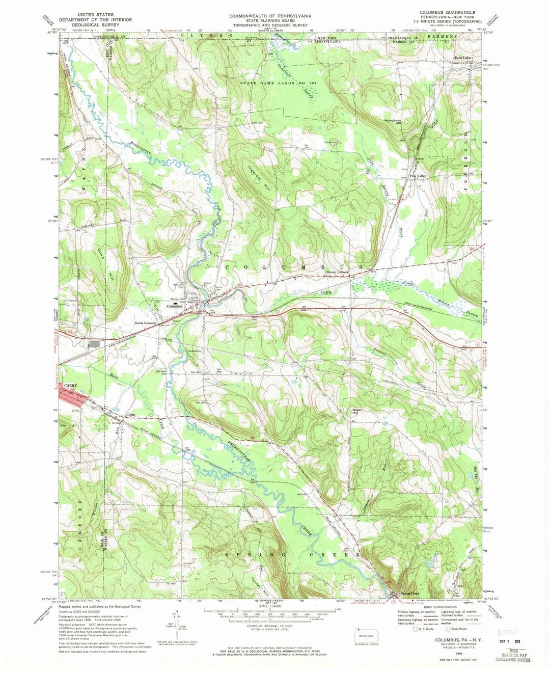 1968 Columbus, PA - Pennsylvania - USGS Topographic Map