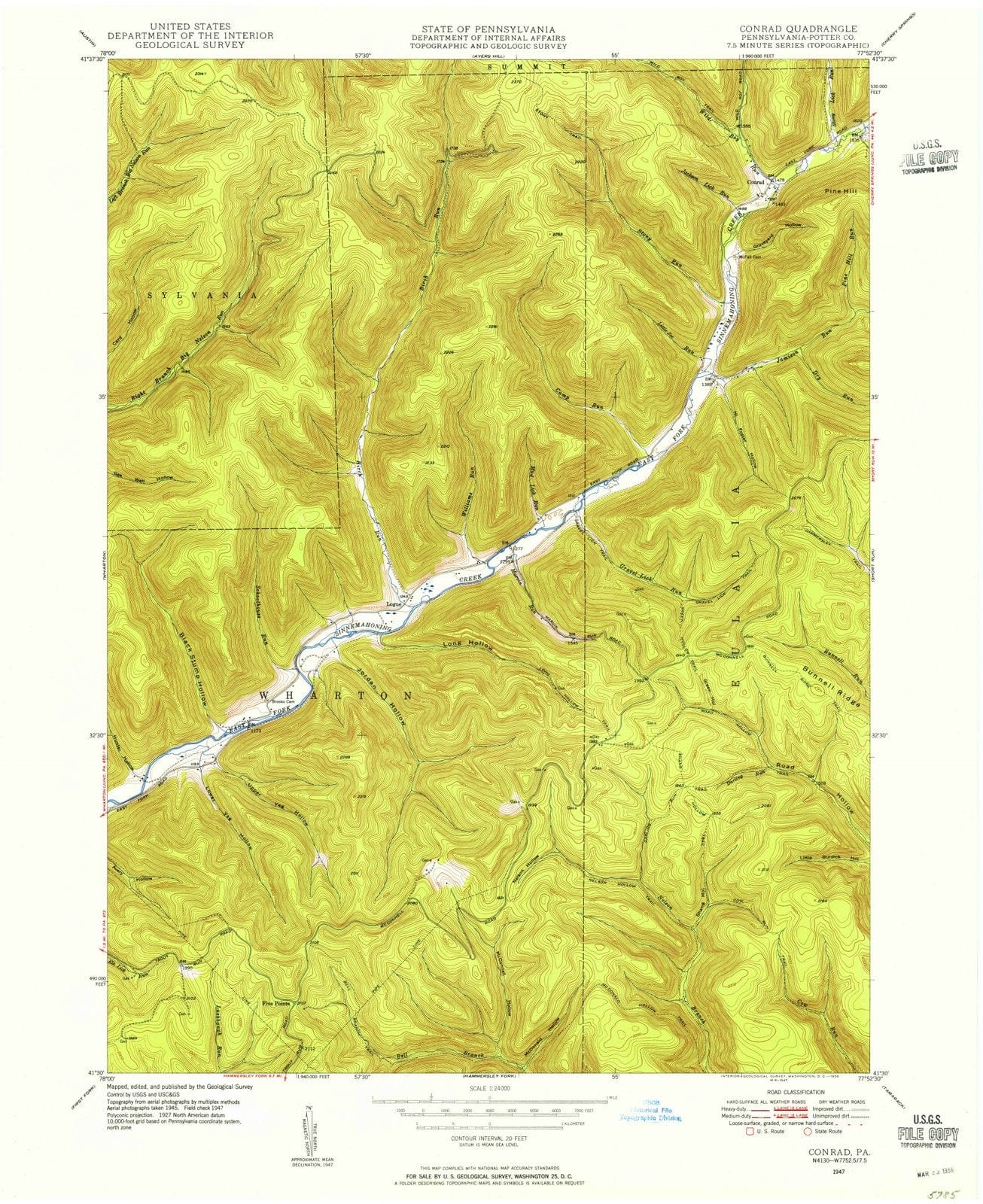 1947 Conrad, PA - Pennsylvania - USGS Topographic Map