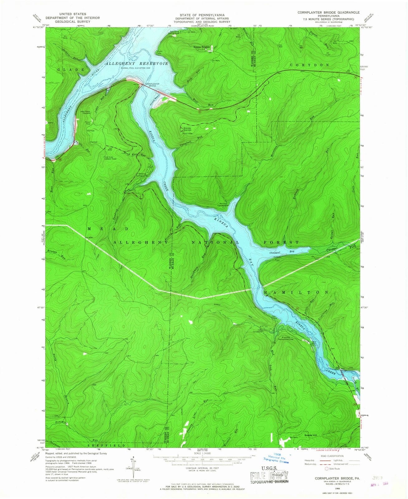 1966 Cornplanter Bridge, PA - Pennsylvania - USGS Topographic Map