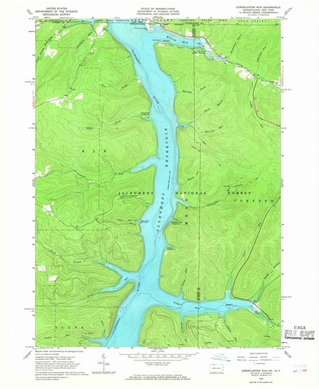 1966 Cornplanter Run, PA - Pennsylvania - USGS Topographic Map