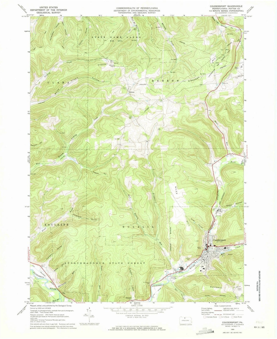 1969 Coudersport, PA - Pennsylvania - USGS Topographic Map