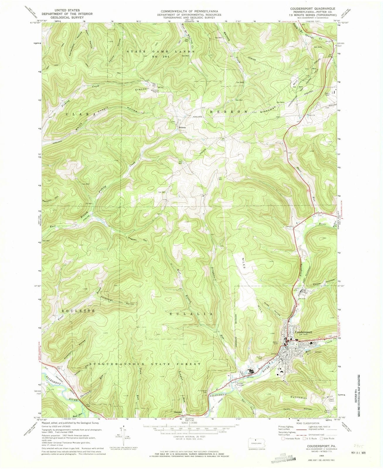 1969 Coudersport, PA - Pennsylvania - USGS Topographic Map