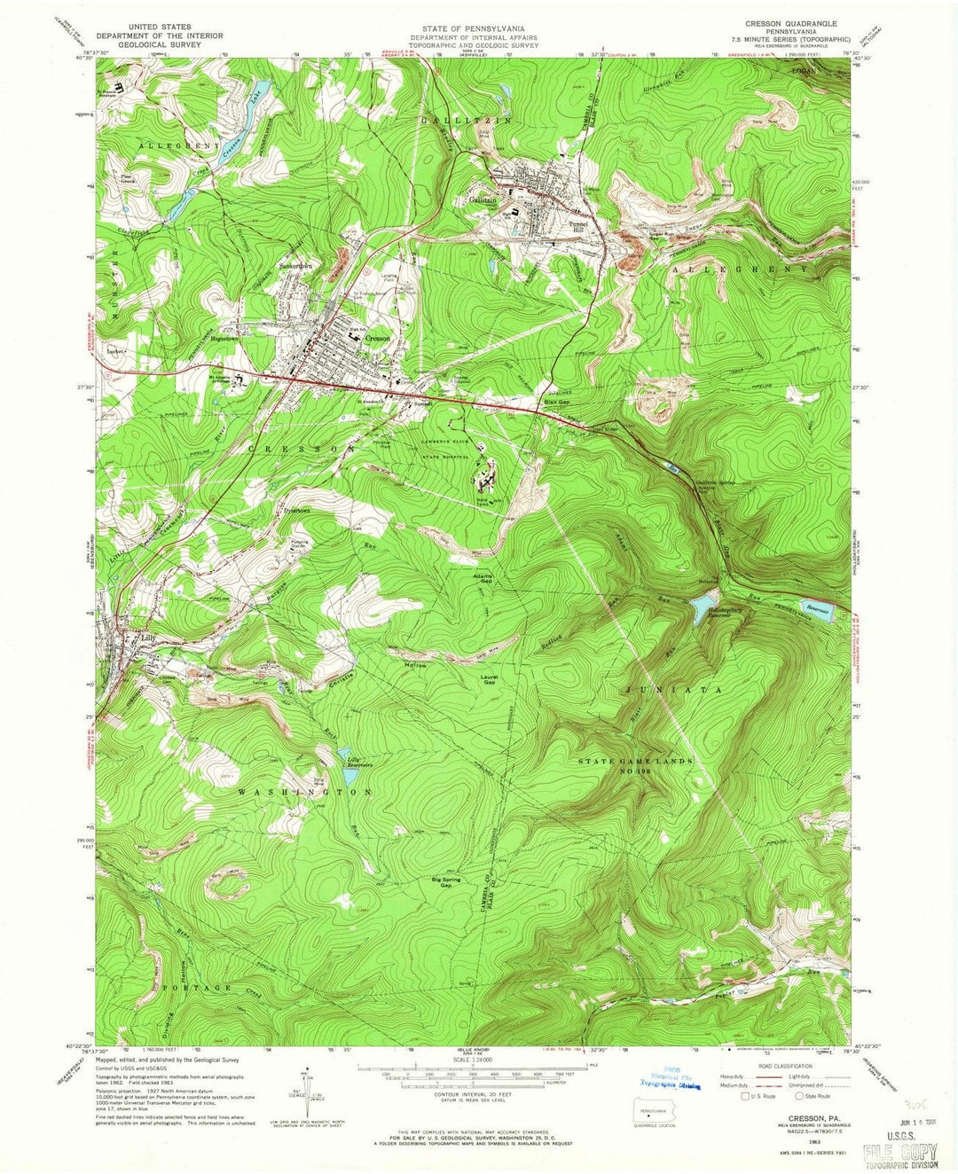 1963 Cresson, PA - Pennsylvania - USGS Topographic Map