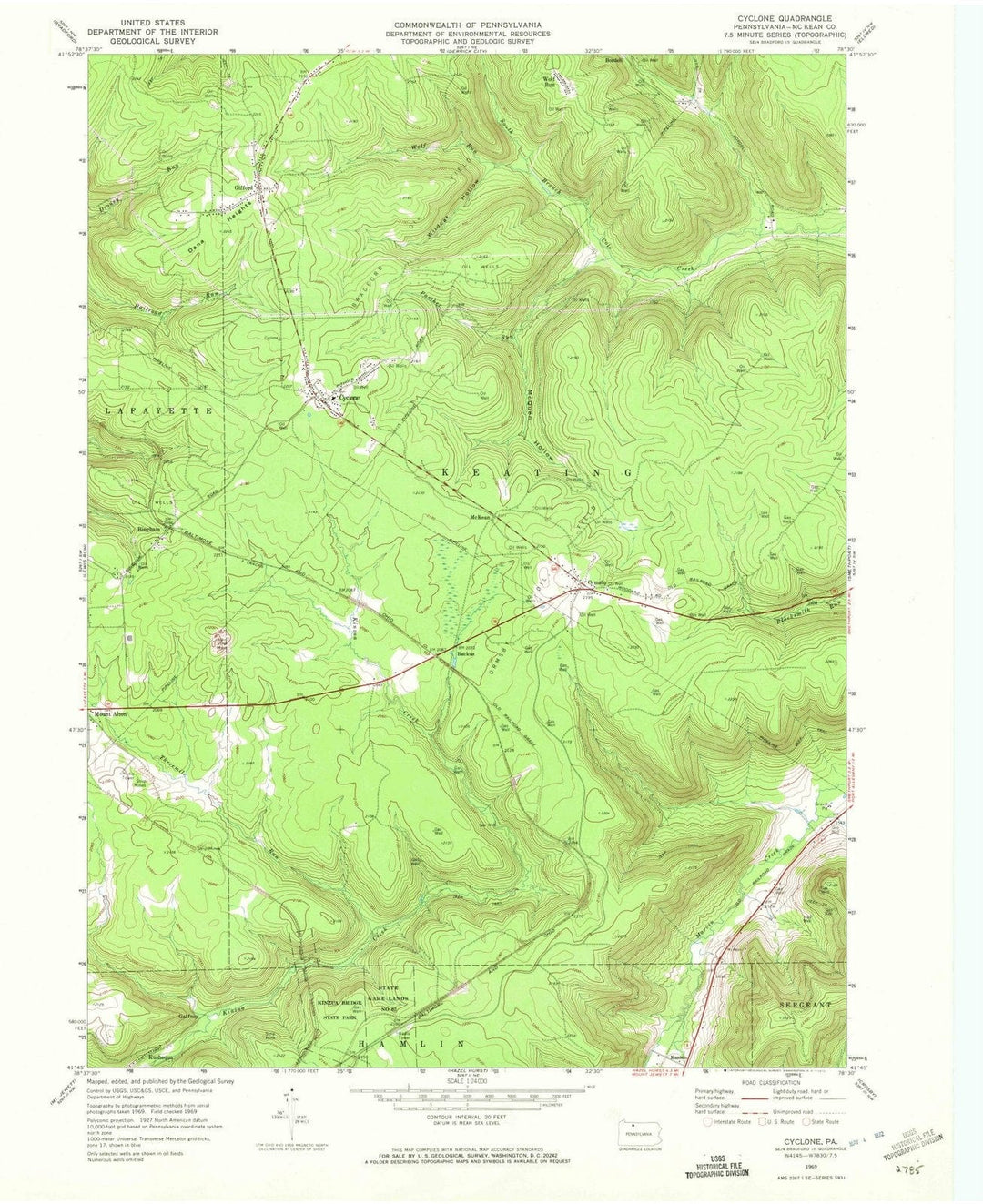 1969 Cyclone, PA - Pennsylvania - USGS Topographic Map