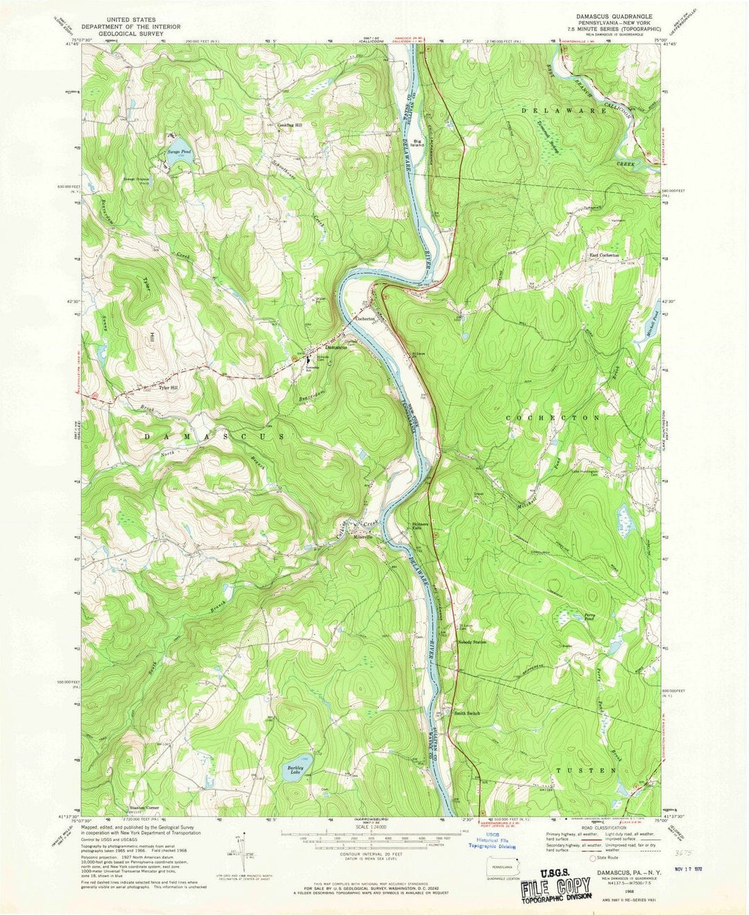 1968 Damascus, PA - Pennsylvania - USGS Topographic Map