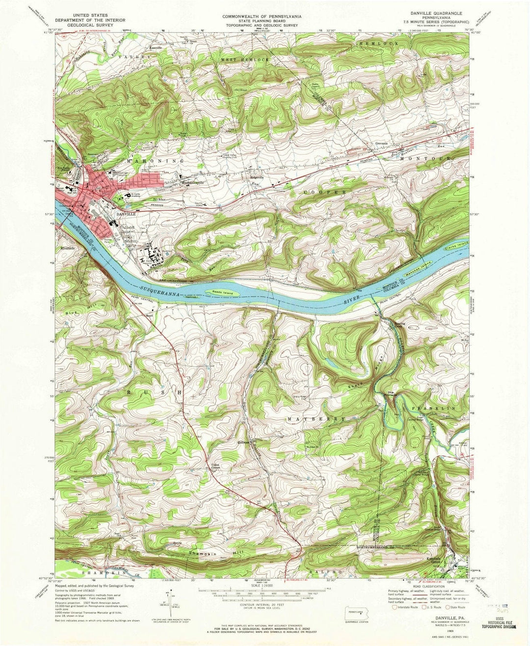 1969 Danville, PA - Pennsylvania - USGS Topographic Map