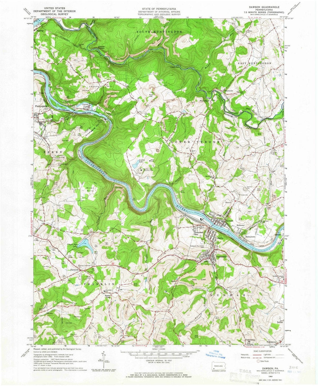 1964 Dawson, PA - Pennsylvania - USGS Topographic Map